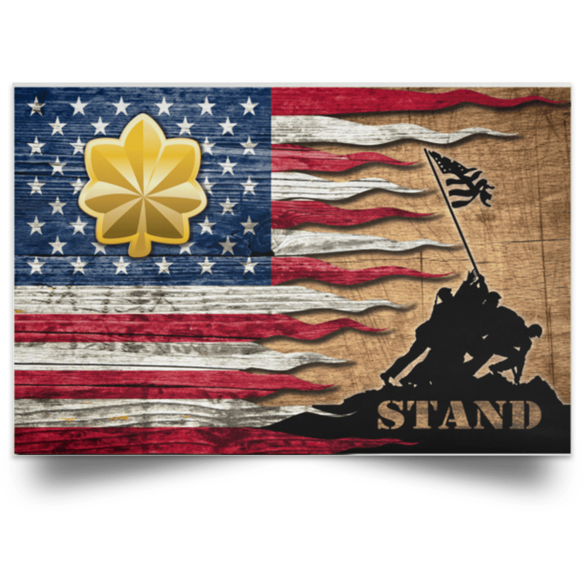 US Army O-4 Major O4 MAJ Field Officer Stand For The Flag Satin Landscape Poster