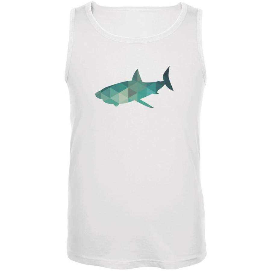 Shark Geometric White Adult Tank Top