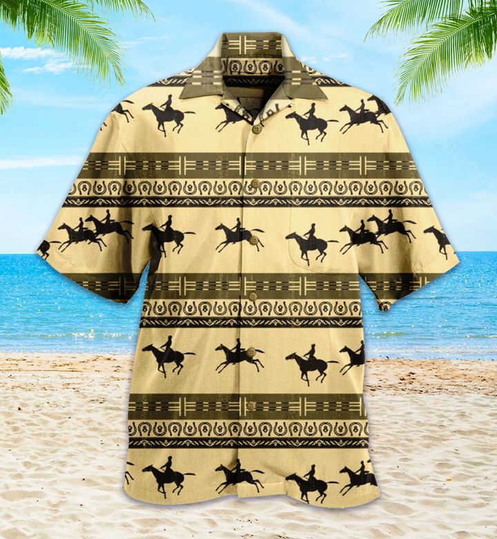 Hippodrome Horse Yellow Hawaii Shirt Ha53288