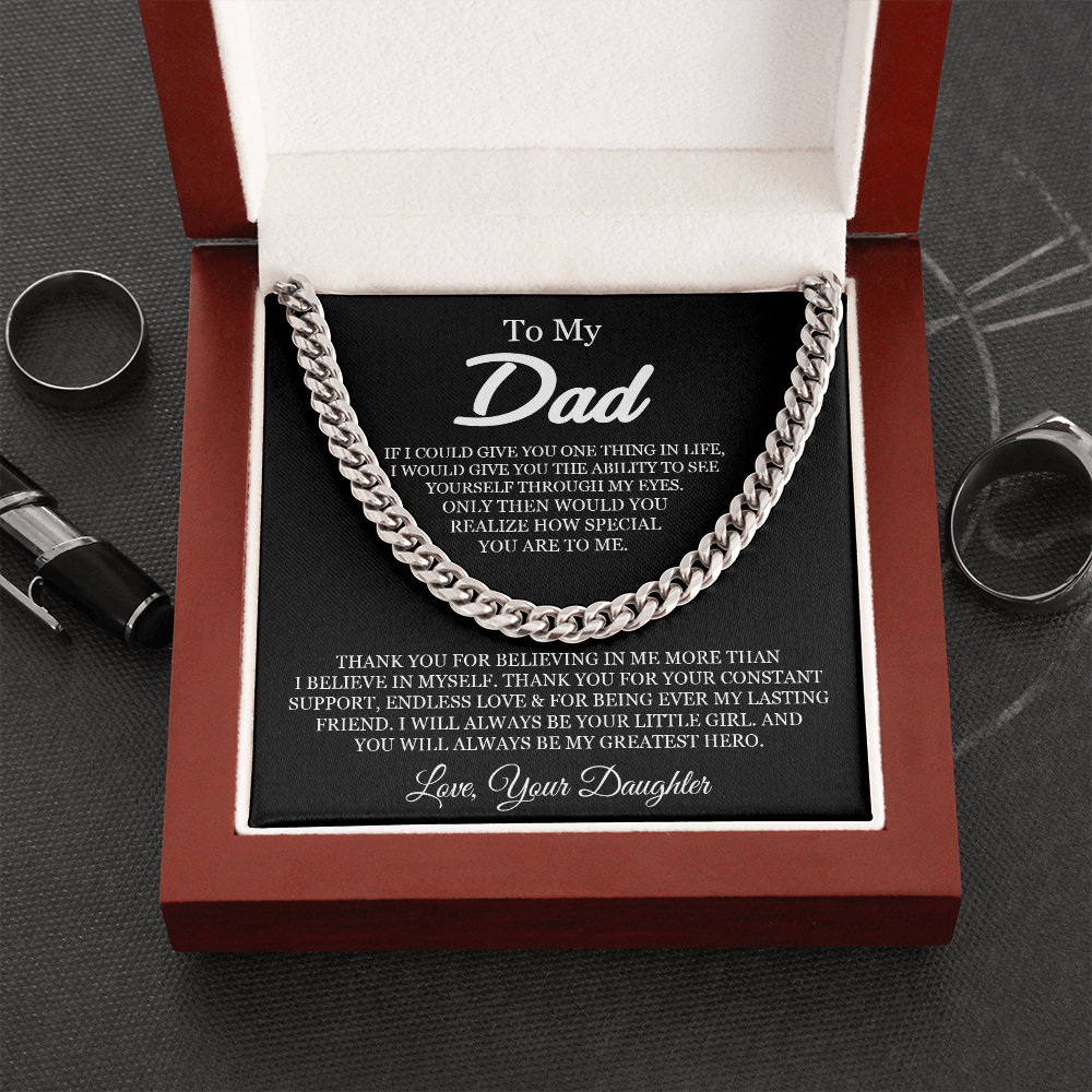 To My Dad Cuban Chain Necklace, Sentimental Gift For Dad From Daughter, Dad Birthday Gift Idea, Father’S Day Gift