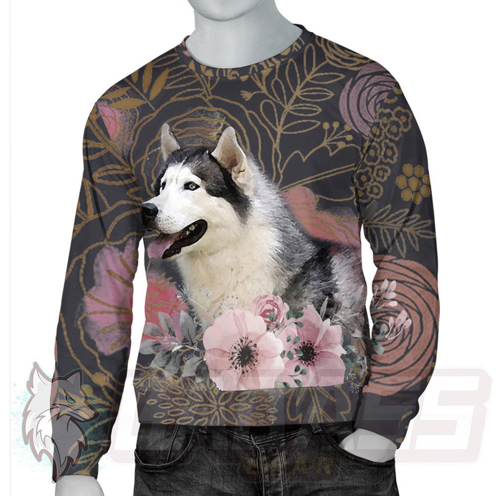 Husky and Flowers HUK-0002 Unisex Sweatshirt