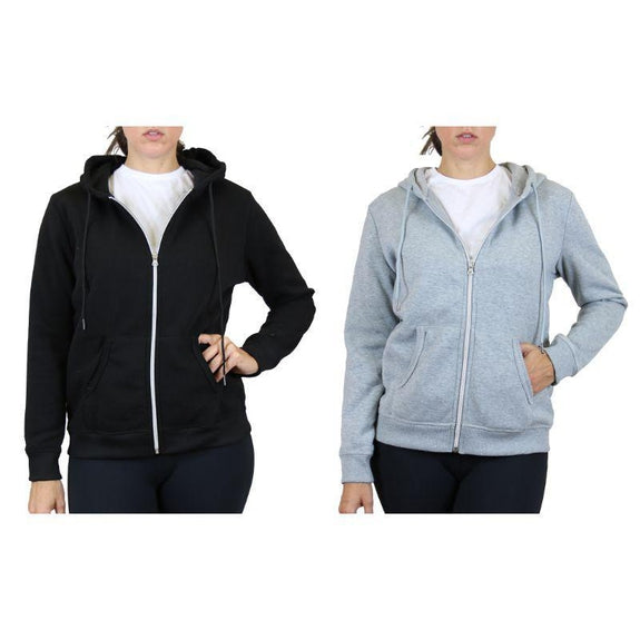 Women’s Fleece-Lined Zip Hoodie – 2 Pack