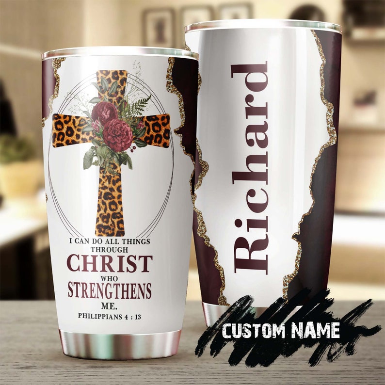 Faith Bible Cross  I Can Do All Things Christ Strengthen Me Personalized Tumbler-Birthday Christmas Gift For Jesus Lover Catholic Christians