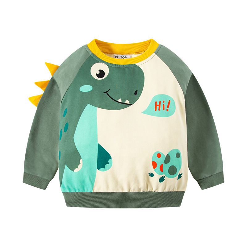 Boy Girl Cartoon Sweatshirt Kids Clothes Dinosaur Print Spring Autumn Children’s Long-sleeved Pullover Sweater alx