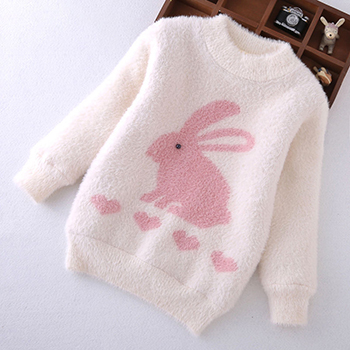 2022 New Sweater For Girls Pullover Top Spring Autumn Warm Sweatshirt Easter Cute Rabbit Knitted Sweater Teen Kids Clothes 3-12Y alx