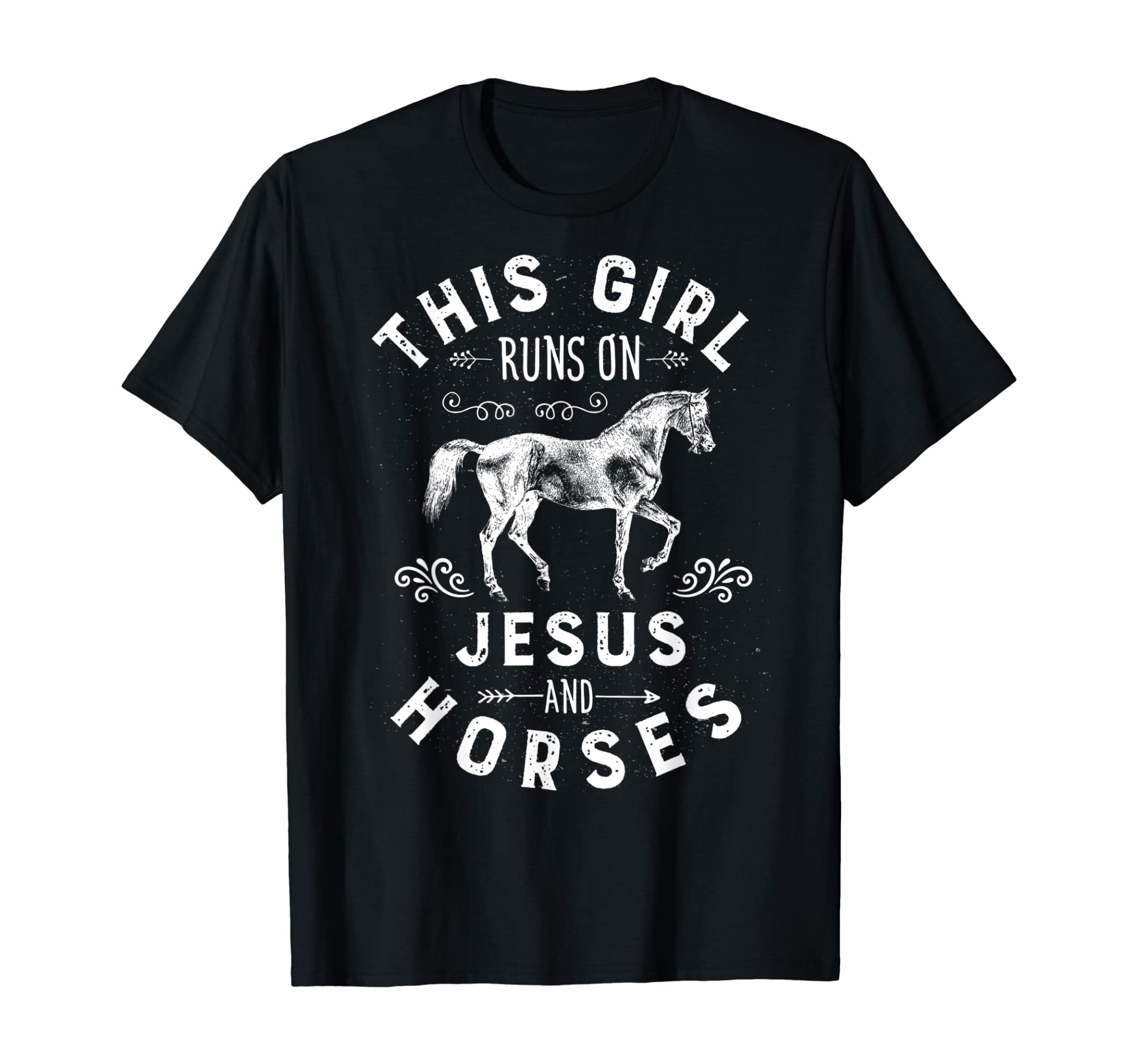 This Girl Runs On Jesus And Horses T Shirt Horse Women Gifts