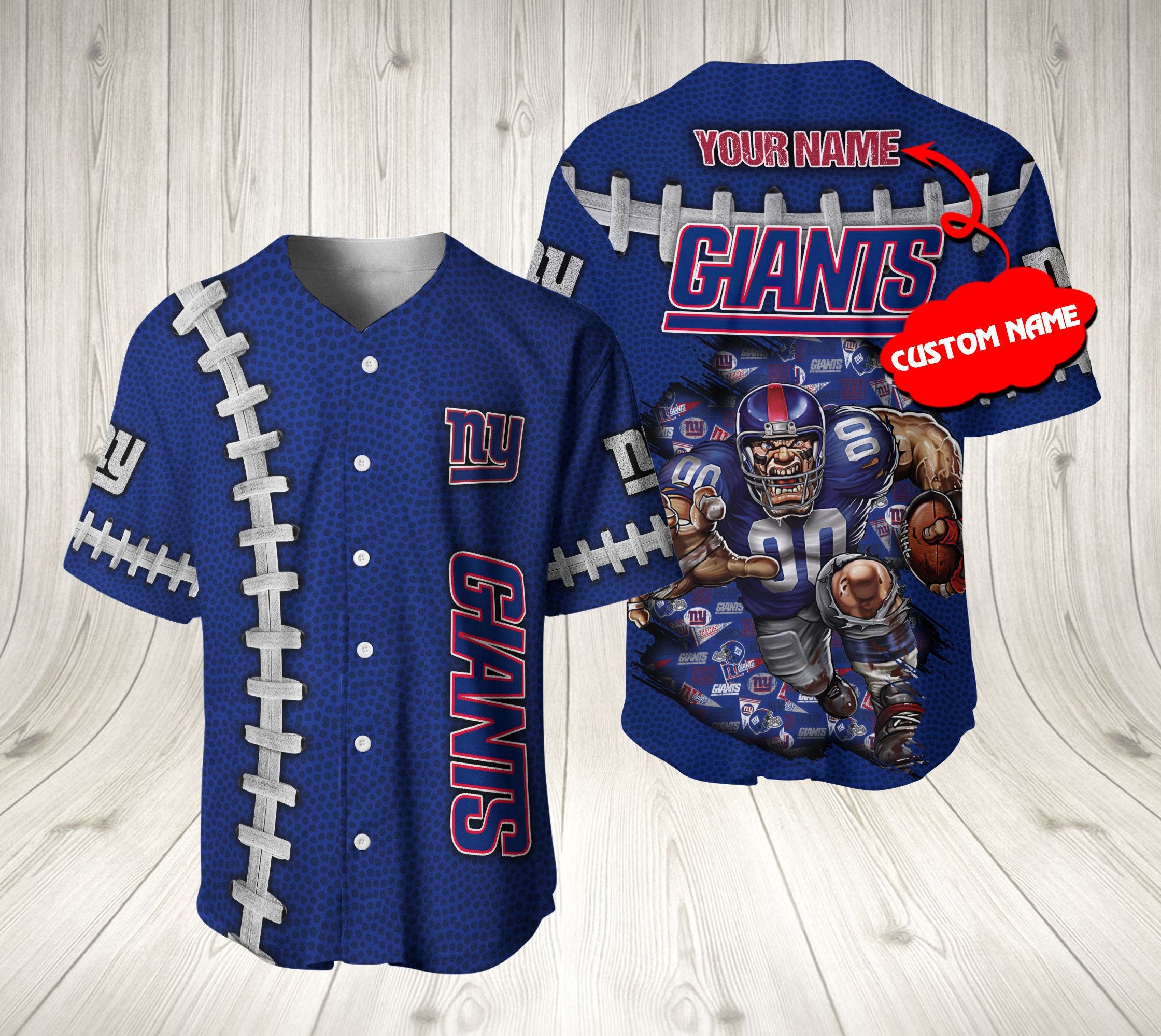 New York Giants Baseball Jersey Mascot Logo Custom Name