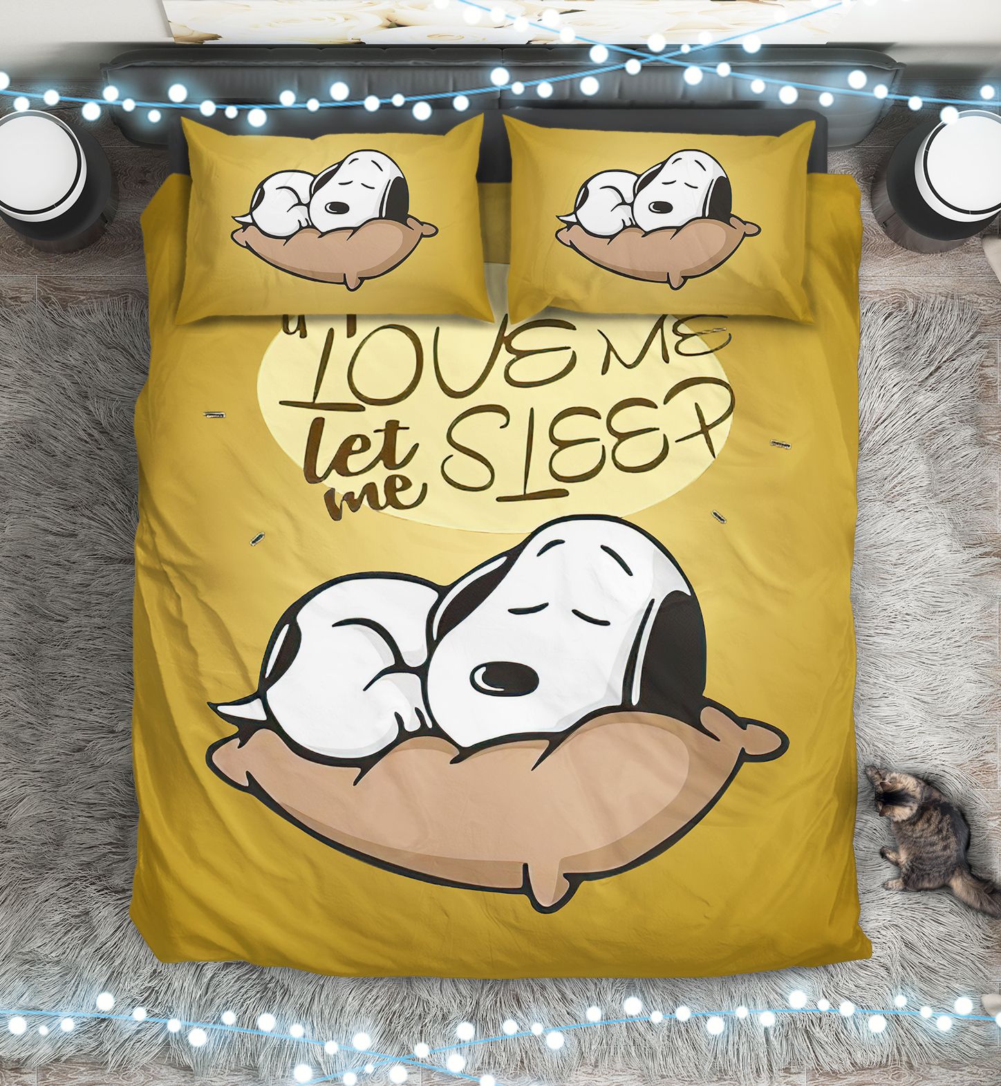Cartoon Character Lazy Snoopy Bedding Set Duvet Cover Set Bedroom Set Bedlinen 3D