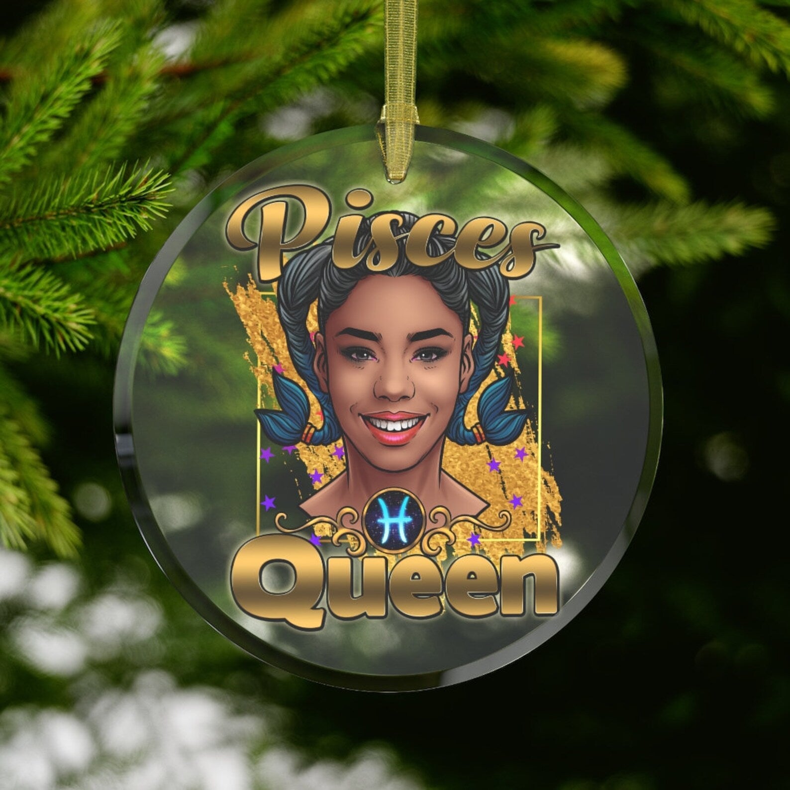 Pisces Black Girl Black Woman Pisces Queen Black Queen Pisces Zodiac Gifts Christmas Ornament