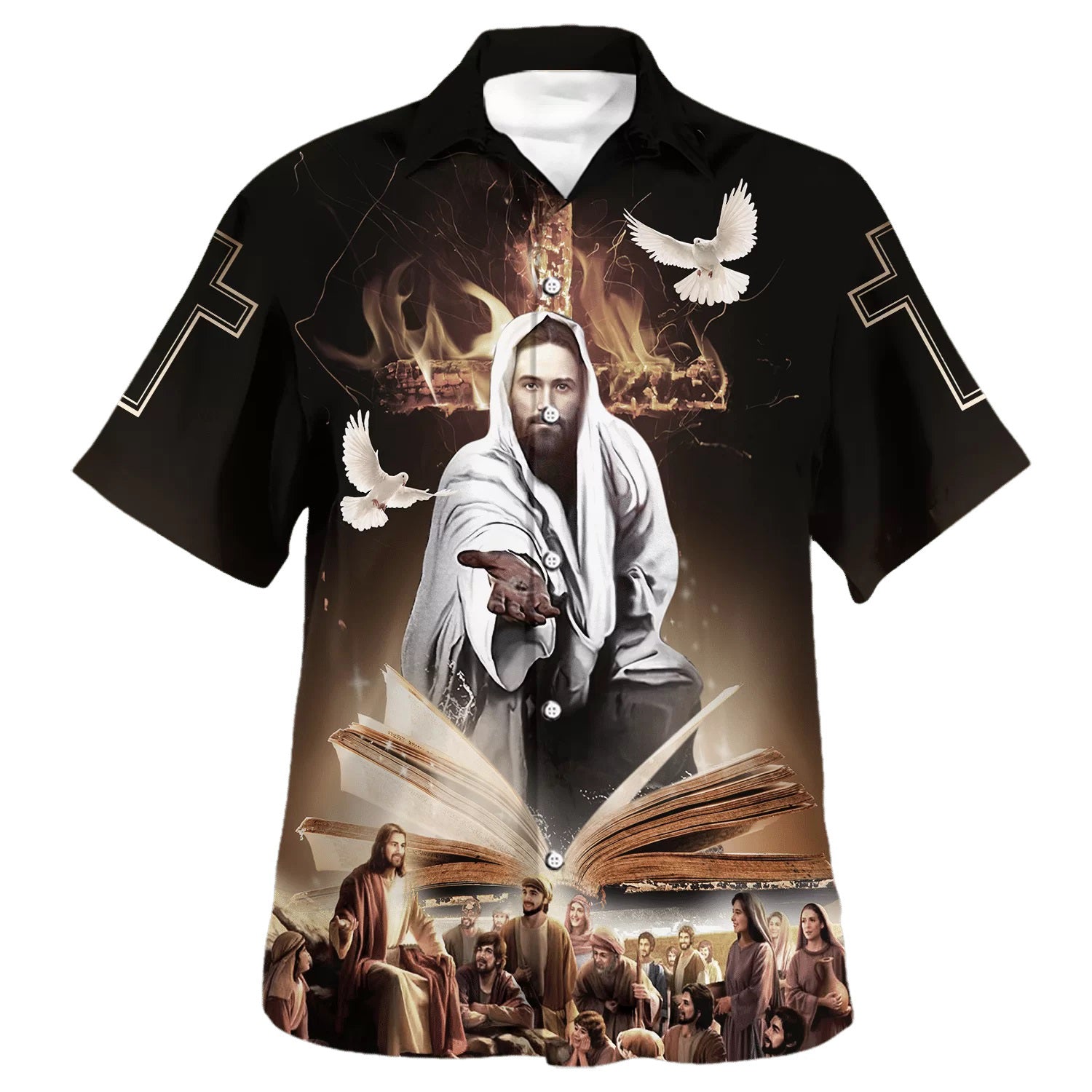 The Lion Of Judah Jesus Reaching Out His Hand Hawaiian Shirt – Christian Hawaiian Shirt – Religious Hawaiian Shirts