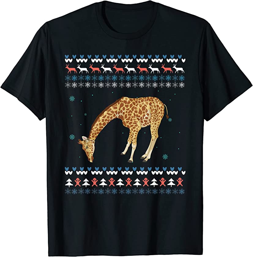 Ugly Christmas Africa Zoo Animal Merry Xmas Cute Giraffe T-Shirt