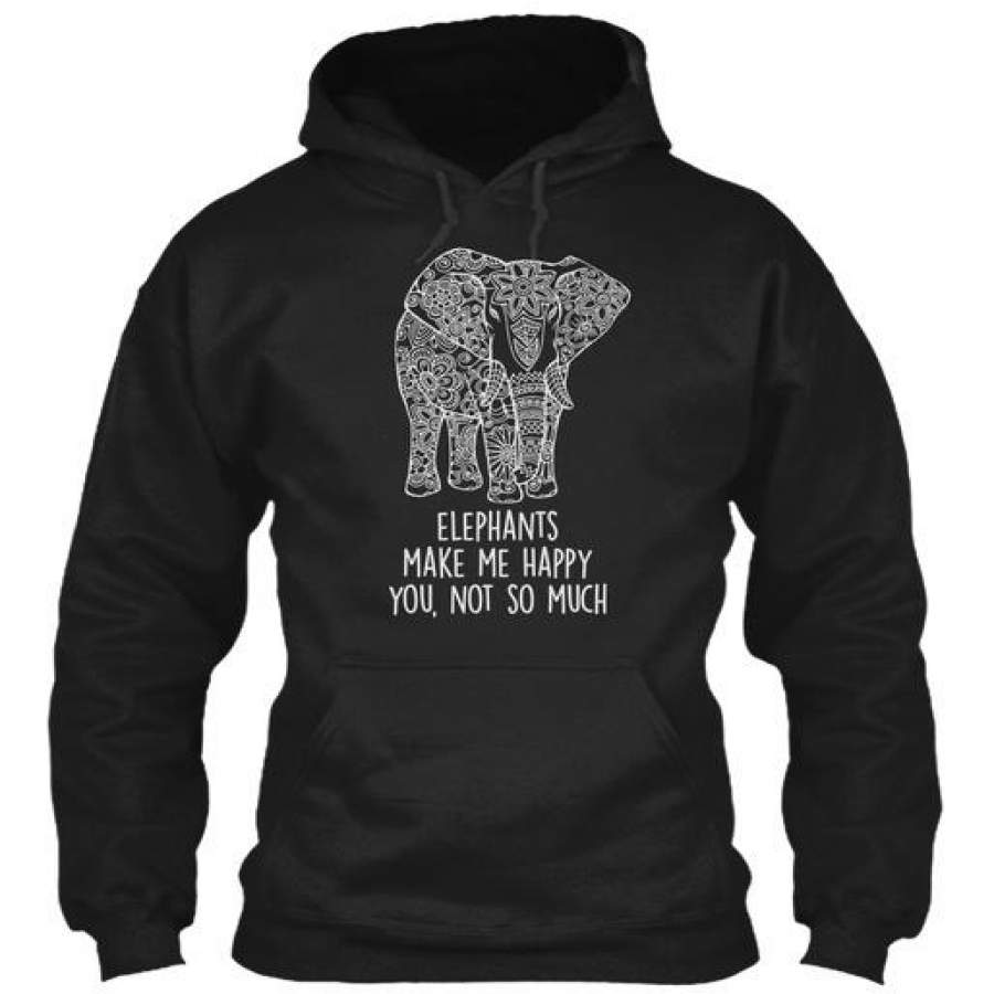 Elephants make me happy Gildan 8oz Heavy Blend Hoodie