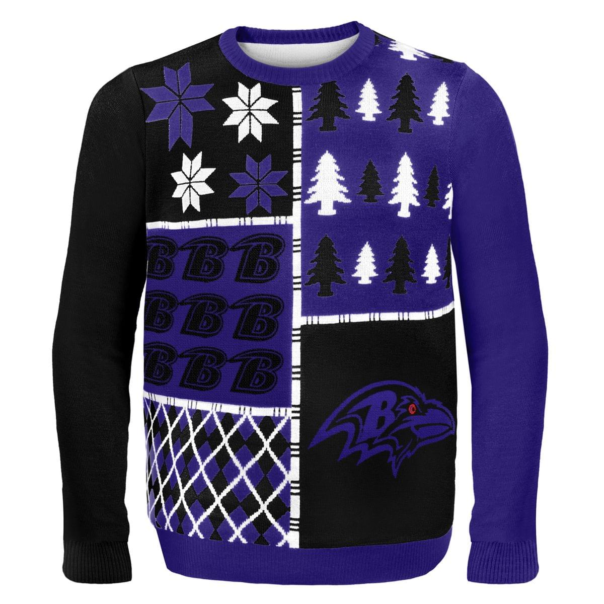 Baltimore Ravens Busy Block Nfl Ugly Sweater