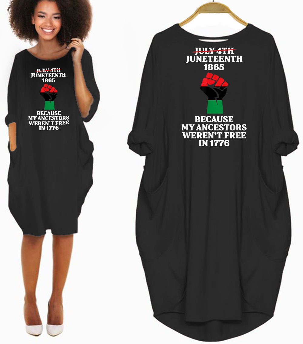 Modern African Dresses Juneteenth Ancestors Black African American Cute Girl With Afro Long Sleeve Pocket Dress Afrocentric Clothing