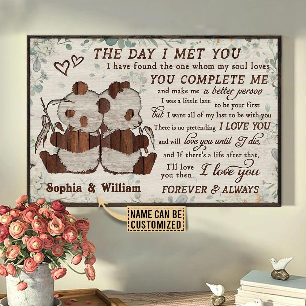 Aeticon Gifts Personalized Panda Floral The Day I Met Canvas Mom Dad Gift Home Decor