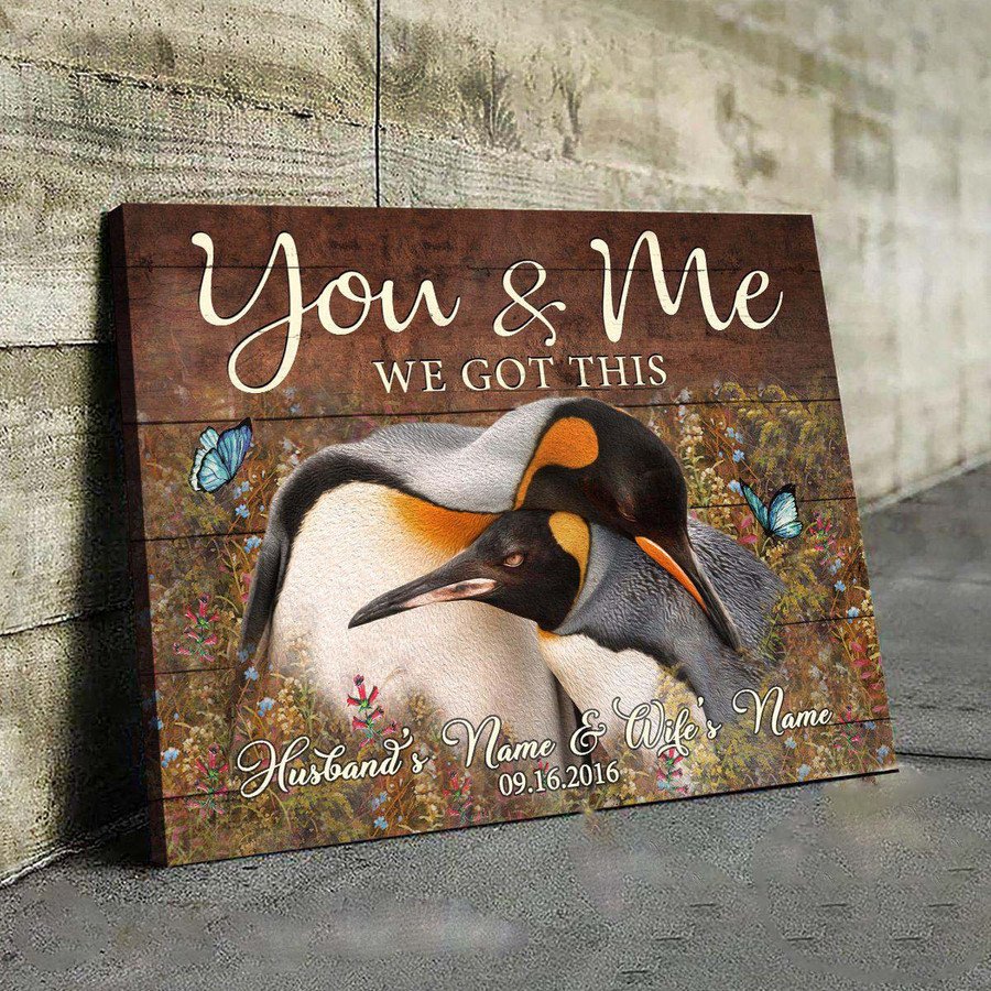 Penguin Couple Wall Art, You & Me We Got This, Bedroom Decor For Husband & Wife  – Posters Canvas Prints Wall Art