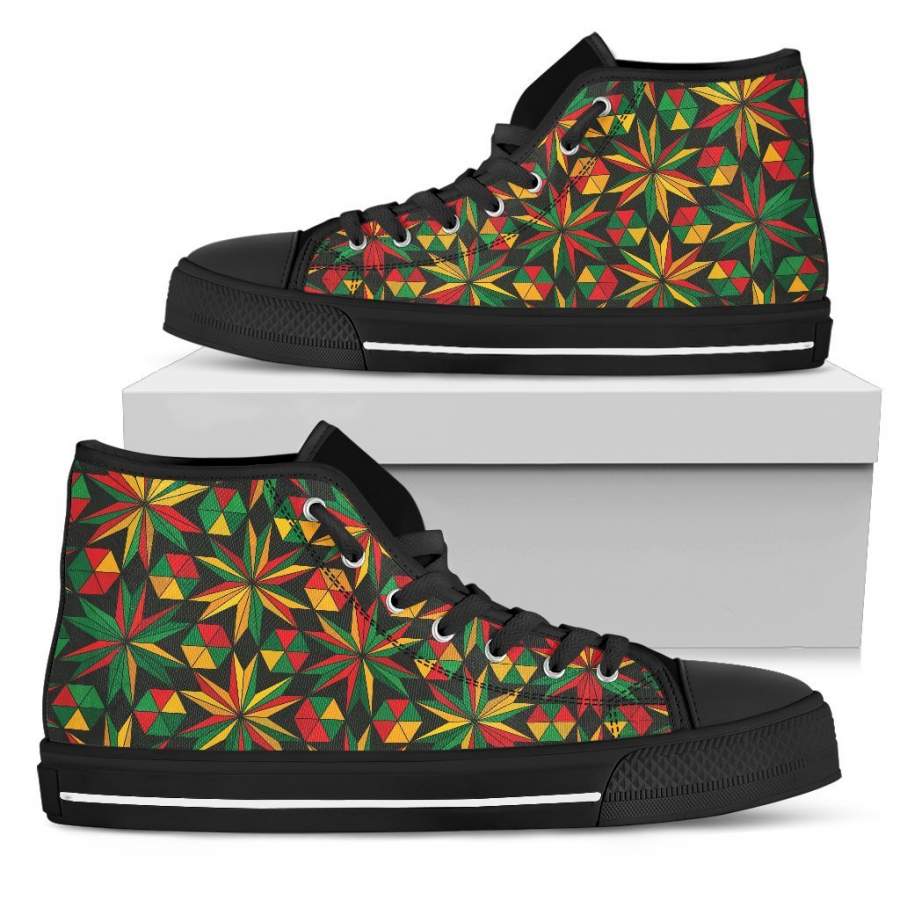 Abstract Geometric Reggae Pattern Print Men’s High Top Shoes