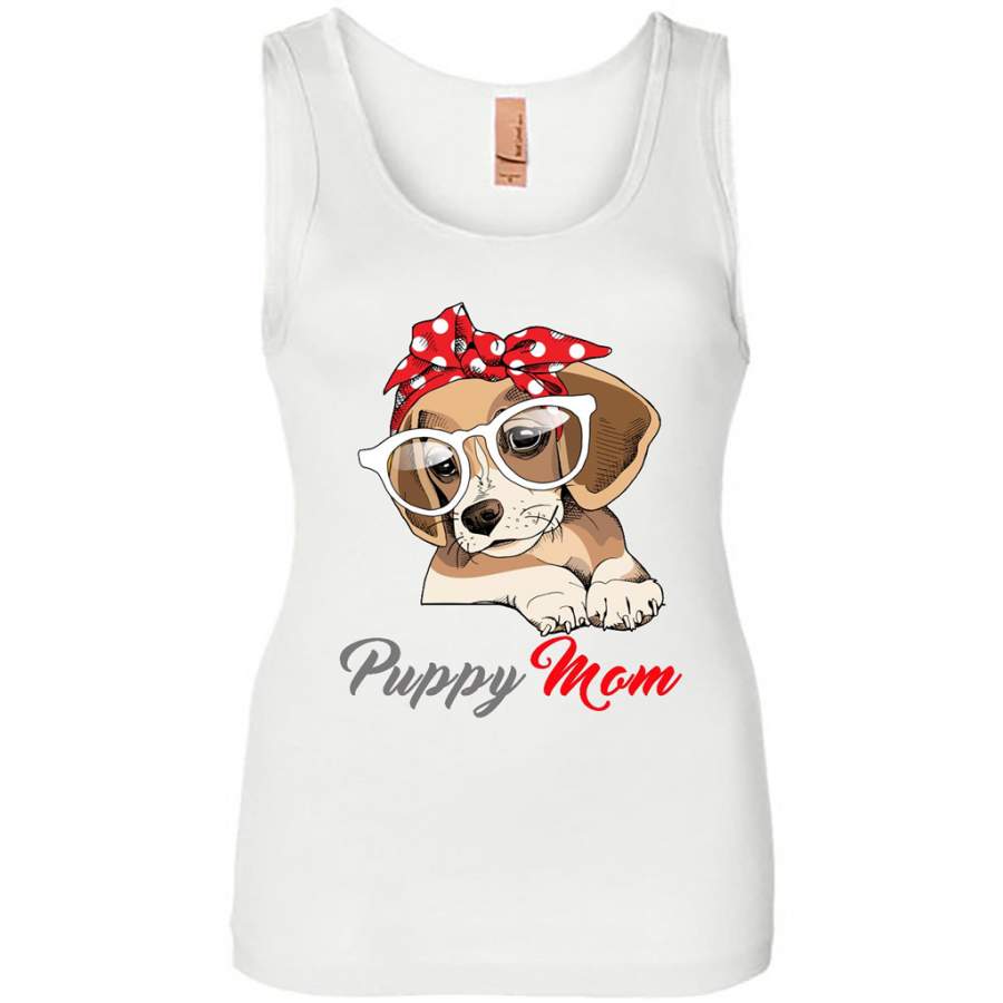 Mom Love Red Bandana Headband Puppy Beagle – Womens Jersey Tank