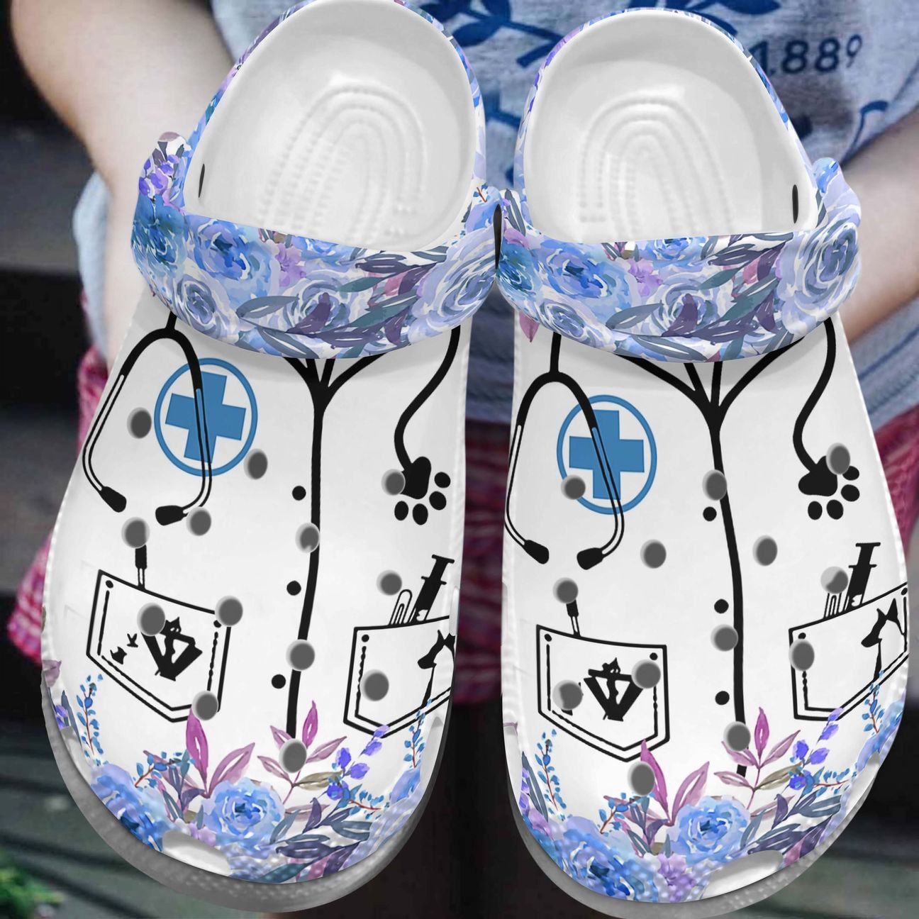 Vet Tech Personalized Clog, Custom Name, Text, Color, Number Fashion Style For Women, Men, Kid, Print 3D Floral