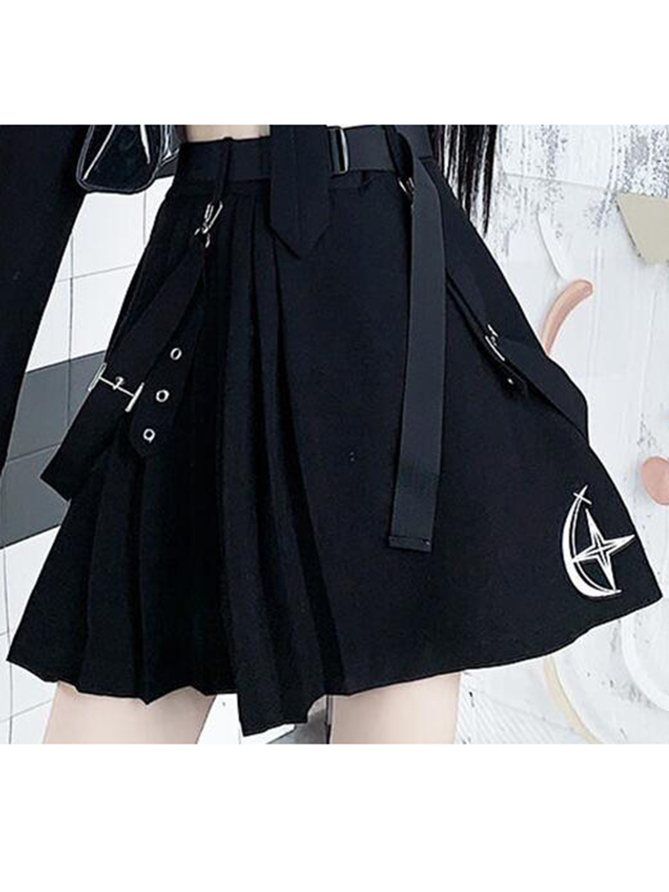 Spring Harajuku Streetwear Two-Piece Skirt Spring Oversize 4XL Punk Chain Ribbon Skirts Women 2 Piece Suit For Female alx