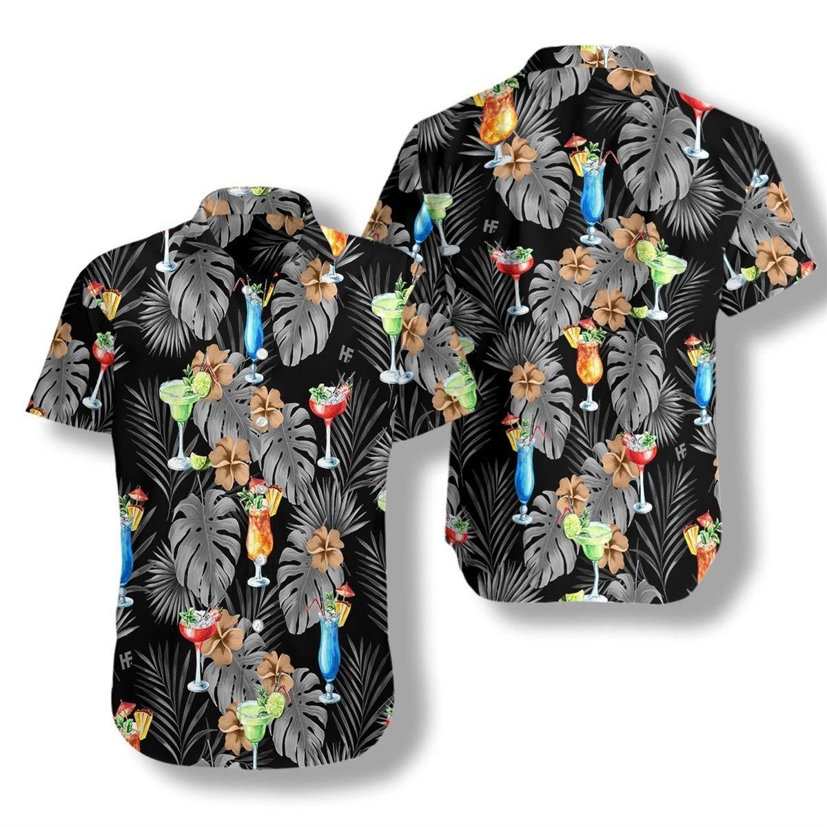 Cocktail Aloha Hawaii Shirt Colorful Short Sleeve Summer Beach Casual For Men And Women Ha94107