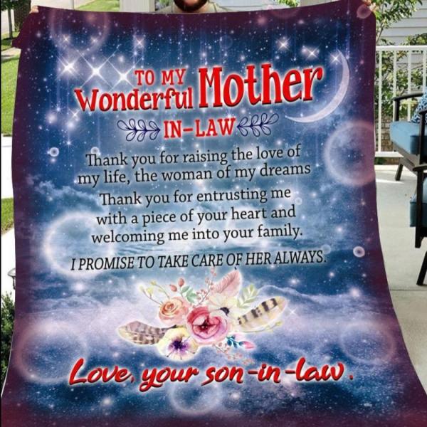 Famh – To My Wonderful Mother-In-Law 50×60 Blanket Gift For Mom