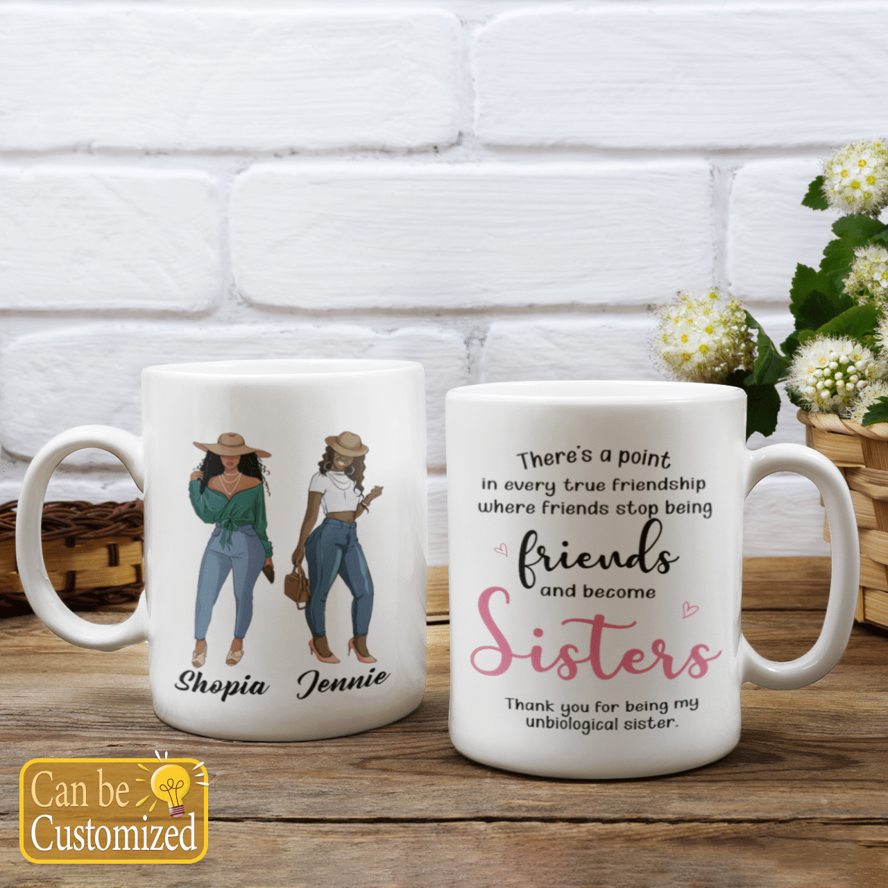 Personalized Mug Black Sister Friends Ther’Es A Point In Every True Friendship 2 Bestie