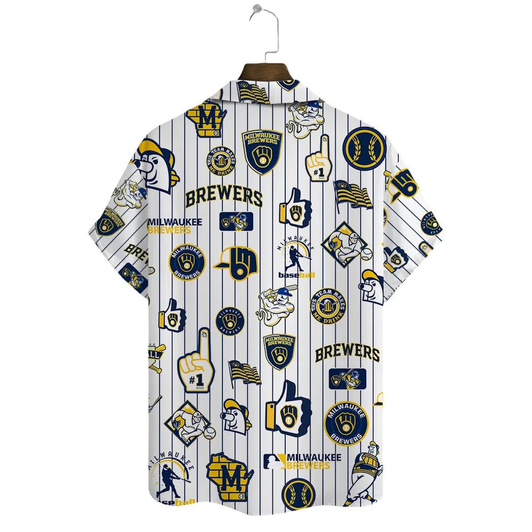 Milwaukee Brewers Hawaiian Shirt Pinstripe Icons