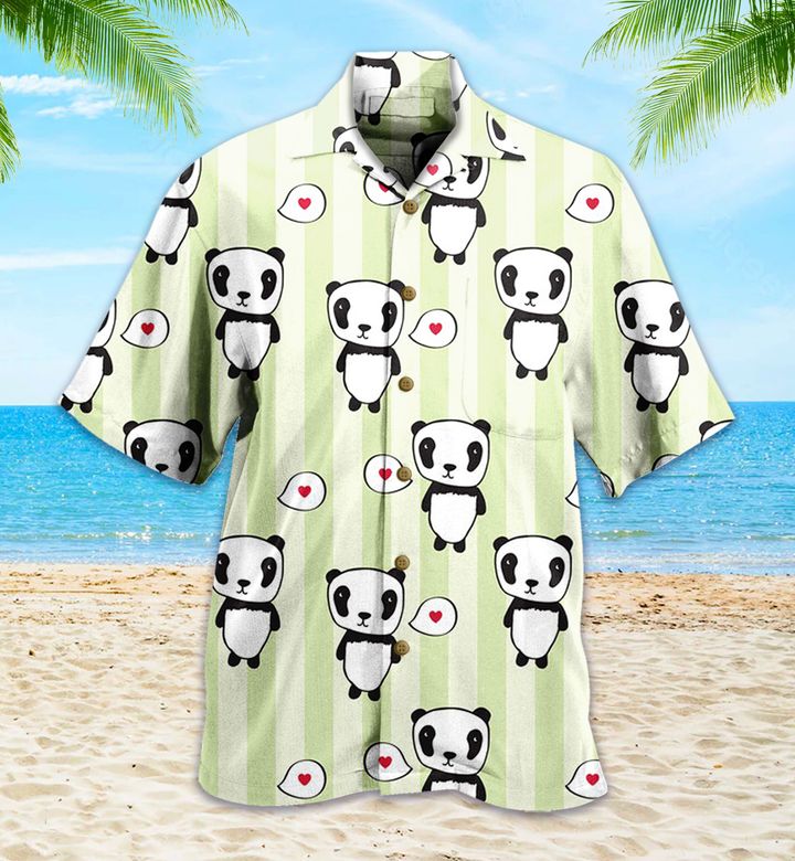 Panda Stripe Patterns 3D Hawaiian Shirt