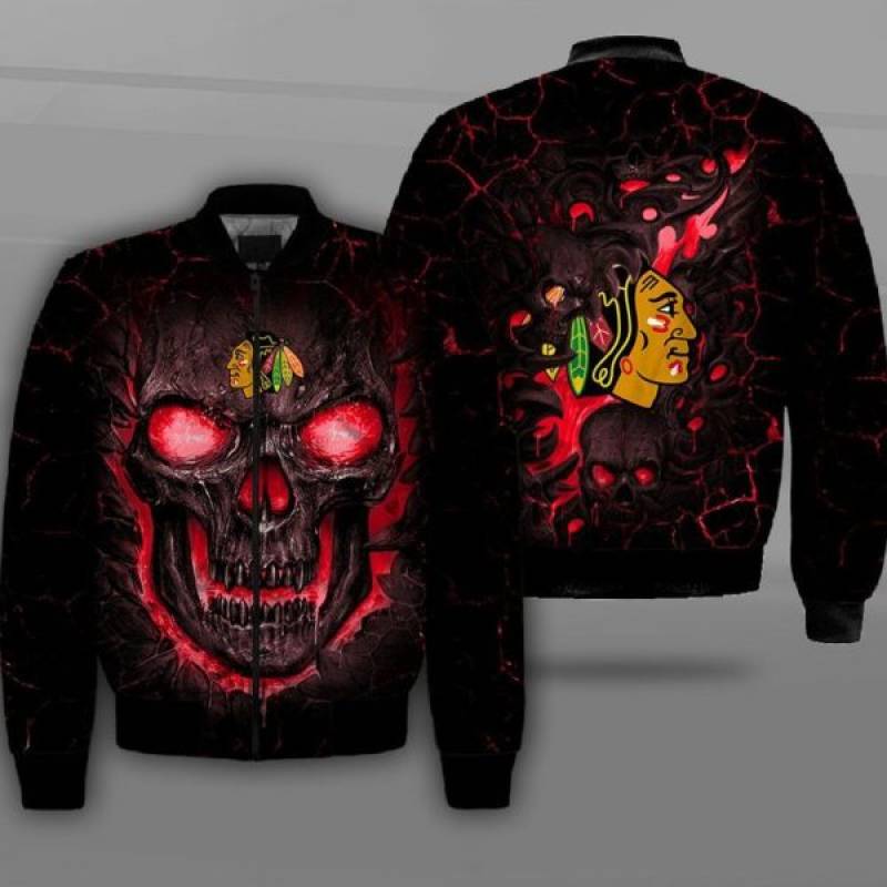 Chicago blackhawks lava skull all over printed shirt – maria