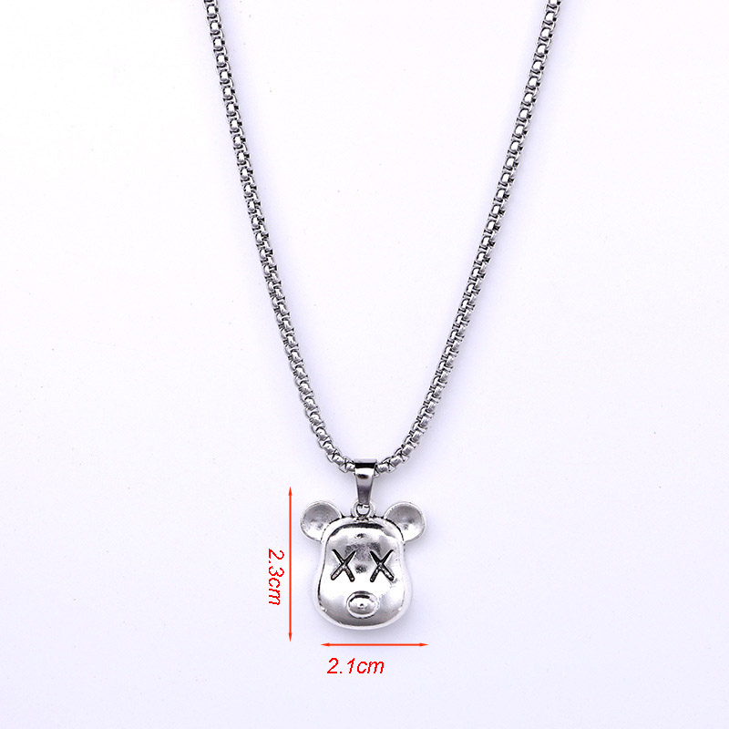 2022 New Violent Bear Pendant Necklace Cute Cartoon Hiphop Punk Necklace Versatile Creative Bear Head Sweater Chain Wholesale alx