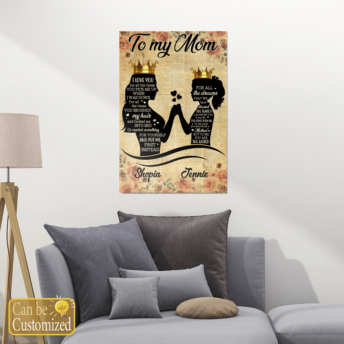 Mother’S Day Personalized Mom Gift From Daughter To Mom Canvas Poster For Mom Gift From Daughter For Mom Black Queen Wall Art