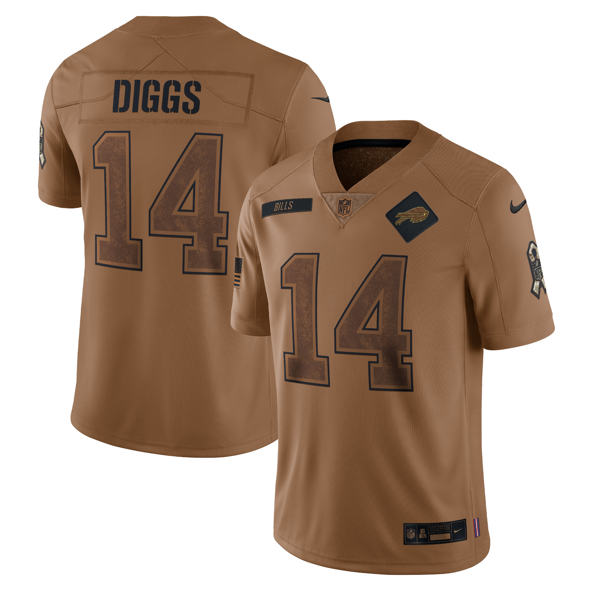 Stefon Diggs Buffalo Bills 2023 Salute To Service Limited Jersey – Brown