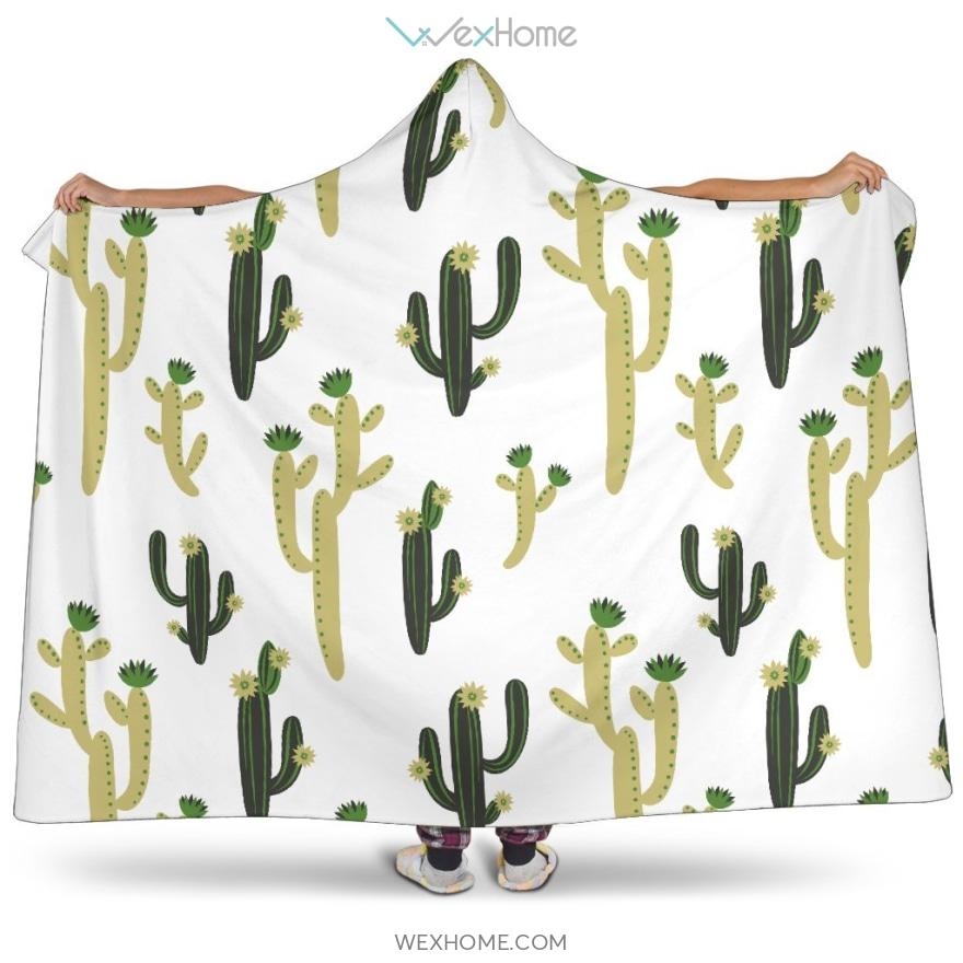 Cute Cactus Pattern Hooded Blanket