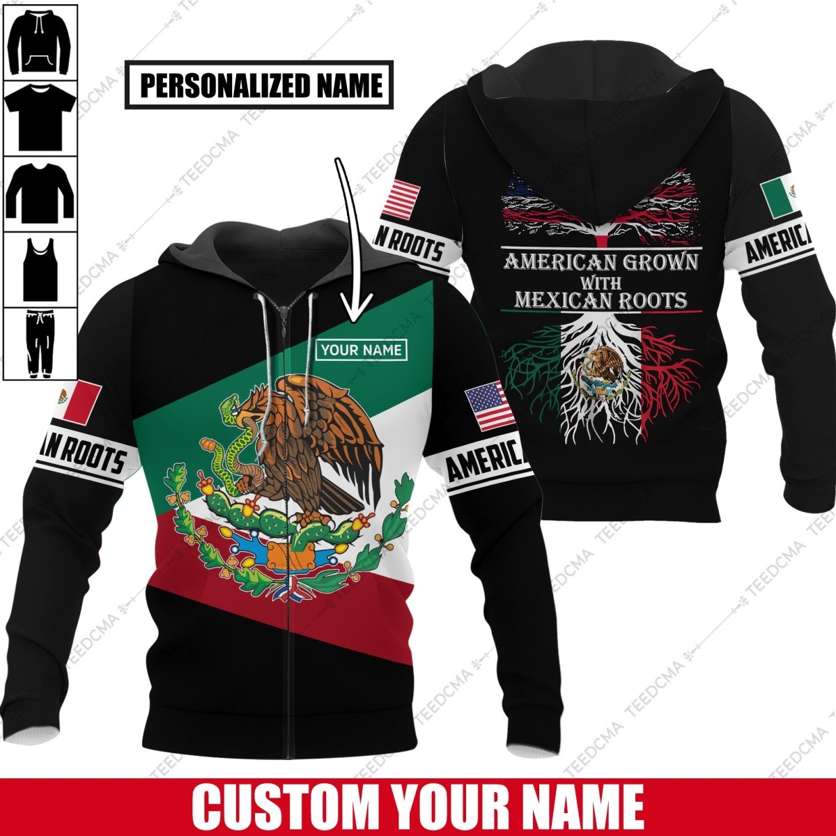 American Grown With Mexican Groots Customize Name 3D All Over Printed Apparel