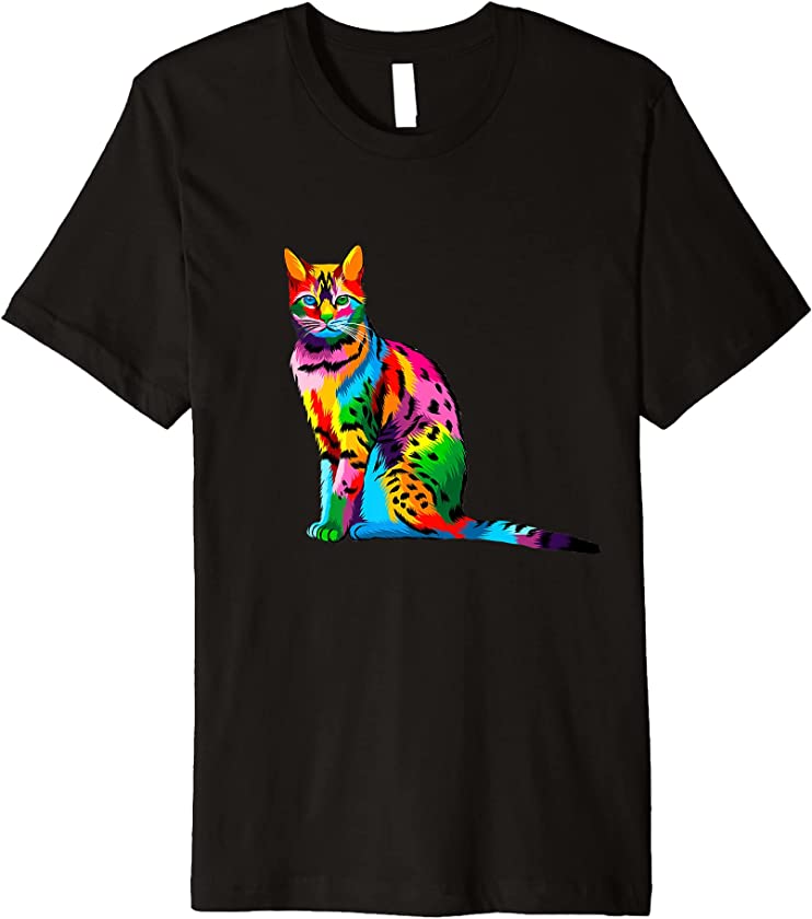 Colorful bengal cat Pop Art Style for kitten lovers Premium T-Shirt