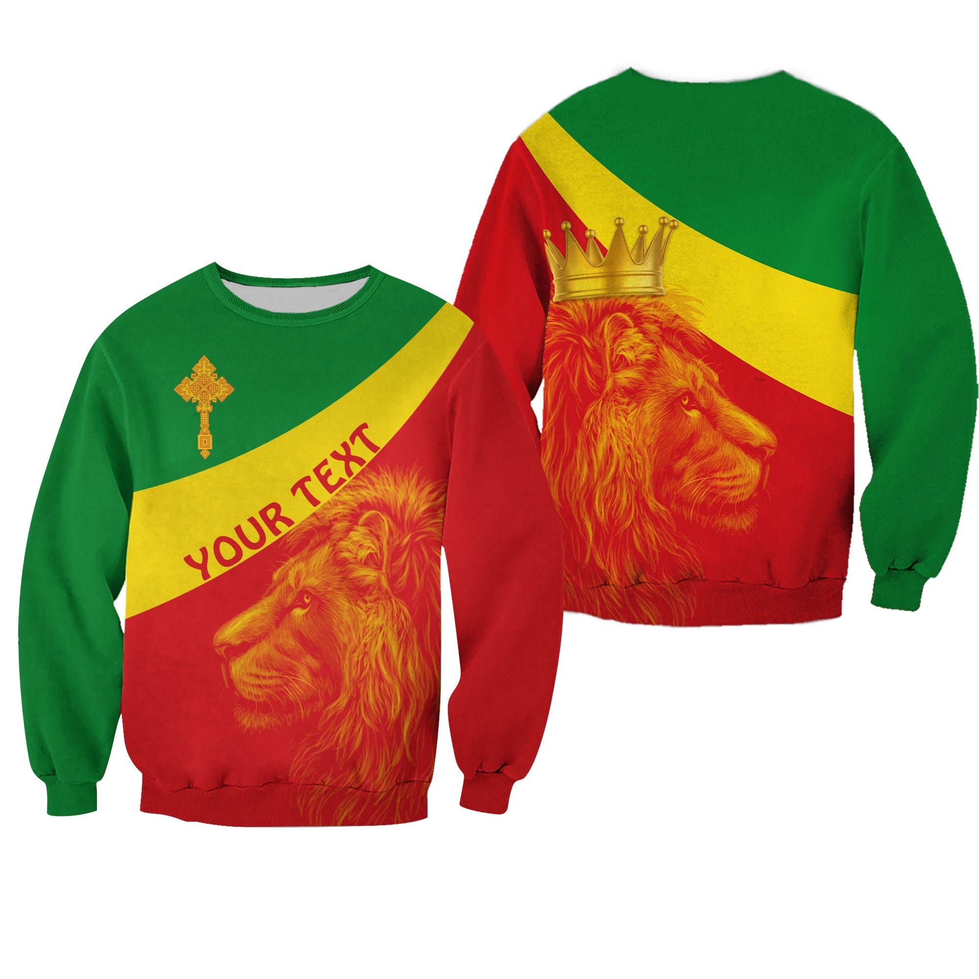 (Custom Personalised) Ethiopia Sweatshirt Ethiopian Cross And Lion Of Judah Lt13