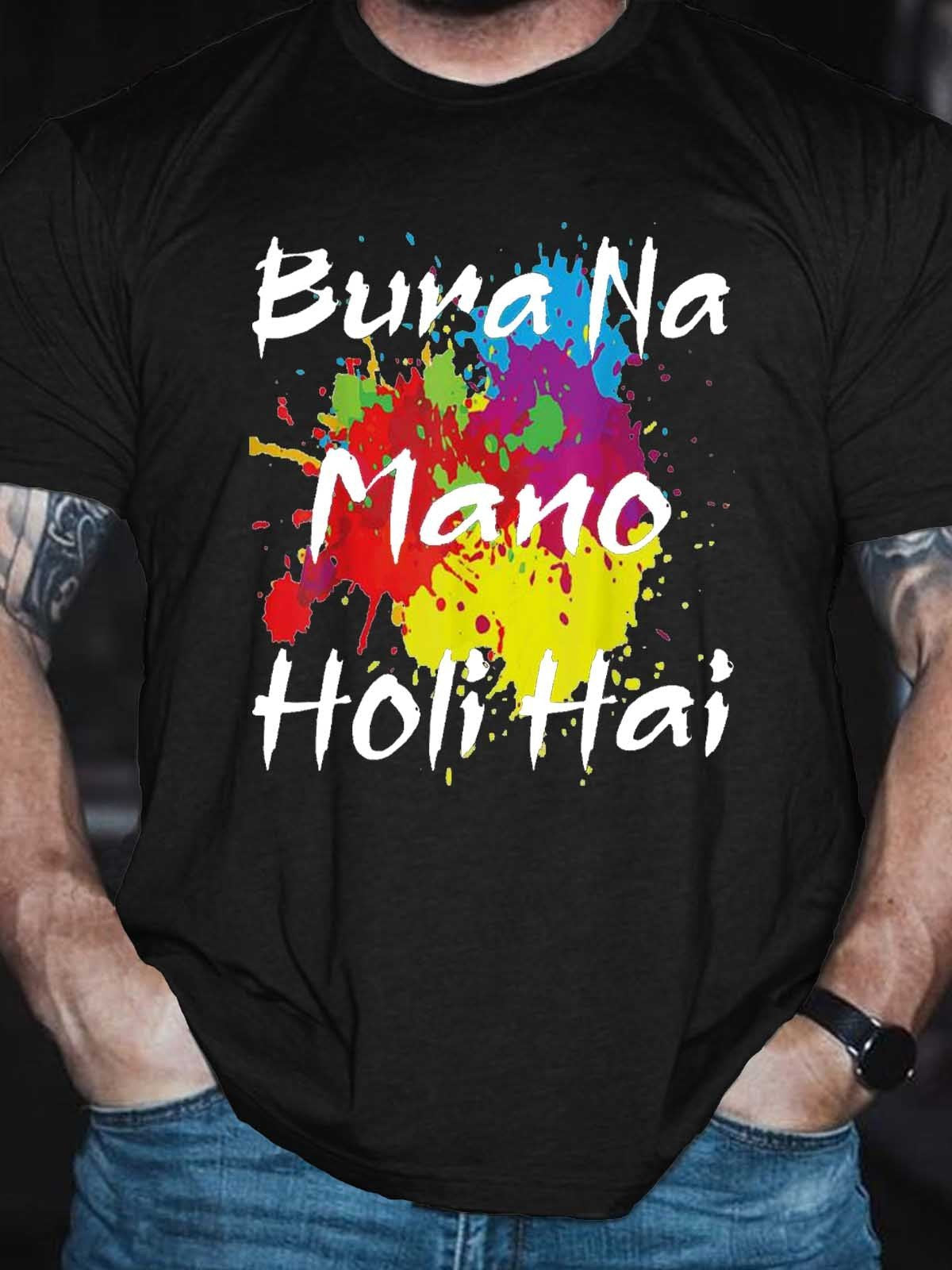 Men’S Cool Bura Na Mano Holi Hai Happy Holi Festival India Colors T-Shirt