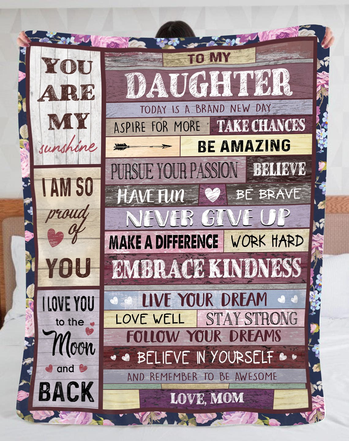 Family Blanket To My Daughter, From Mom To My Daughter Today Is A Brand New Day Blanket