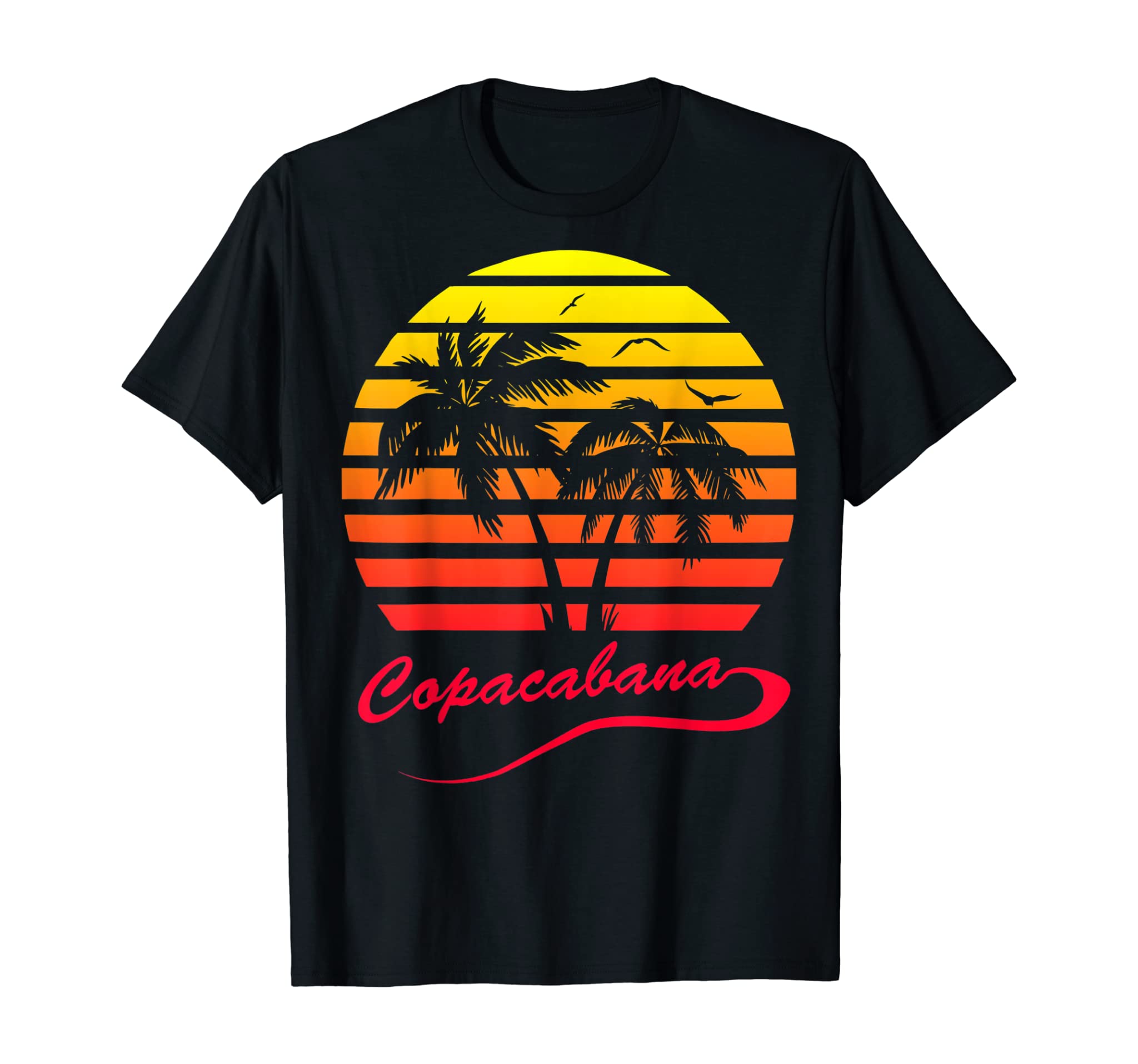 Copacabana 80S Summer Beach Palm Tree Sunset T-Shirt