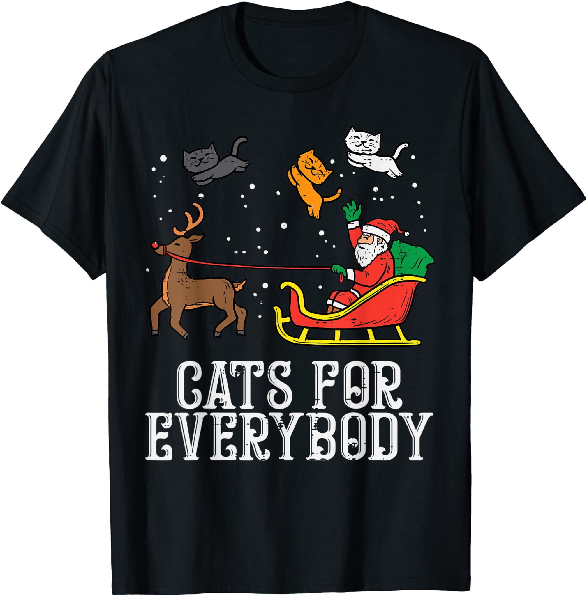 Cats For Everybody Santa Funny Christmas Pjs Xmas Women T-Shirt