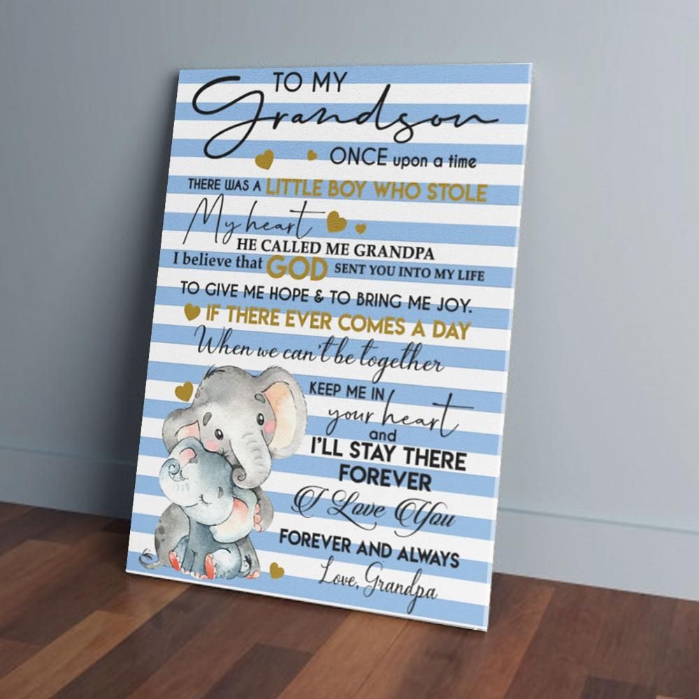 To My Grandson I Love You Forever And Always Elephant Matte Canvas