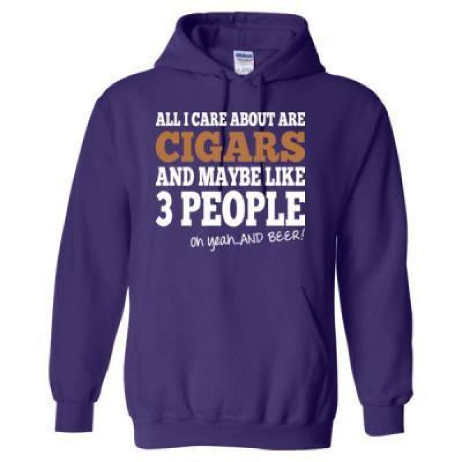 AGR All I Care About Is Cigars And Maybe Like 3 People And Beer – Heavy Blend™ Hooded Sweatshirt