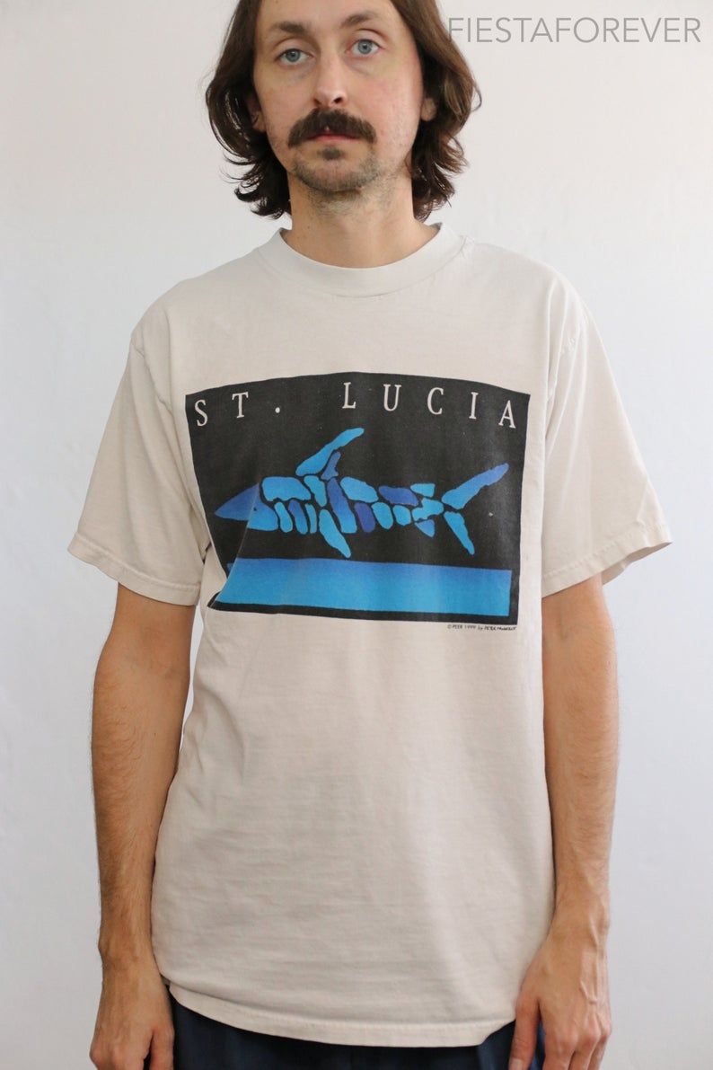 St Lucia Island Shark Tee 90S Medium