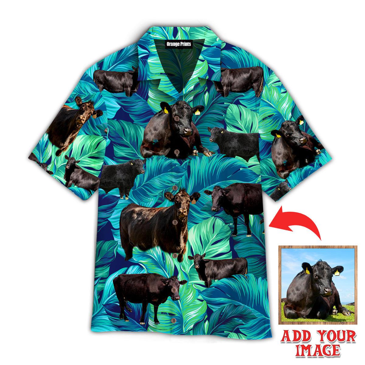 Black Angus Cattle Lovers Custom Photo Hawaii Shirt For Men Women Ha56916