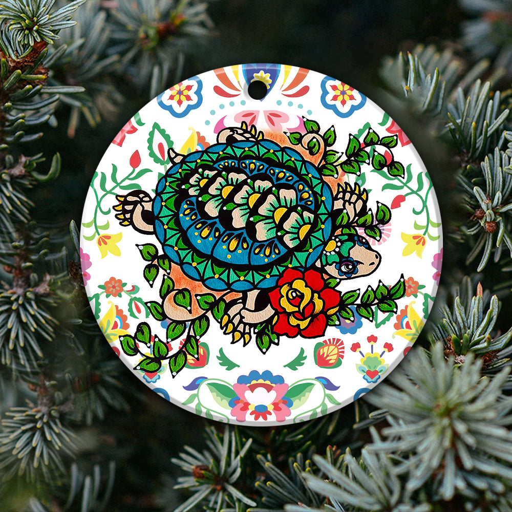 Turtle Ornament Day Of The Dead Dia De Los Muertos Art Print Animal Ornament Hn