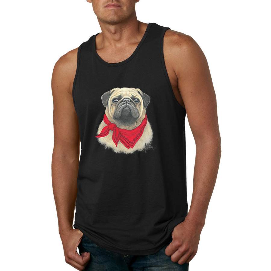 Pug Wearing Red Bandana Animal Lover Graphic Tank Top