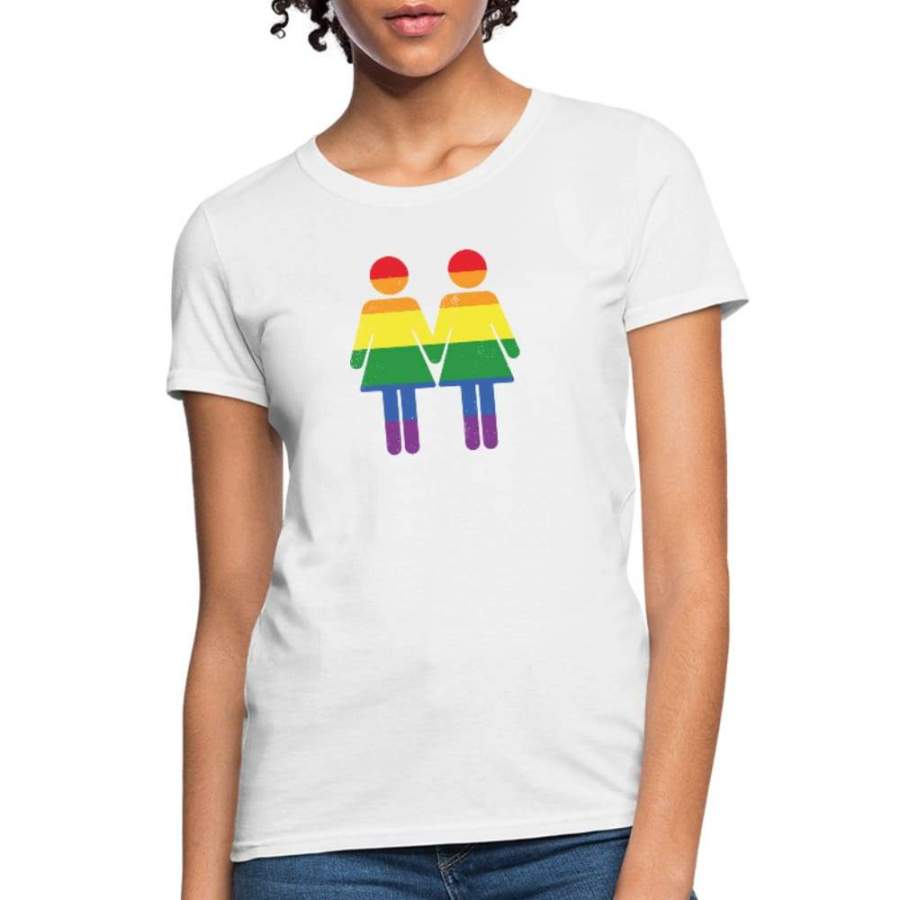 Lesbian Couple Rainbow Gay Pride LGBT Women’s T-Shirt