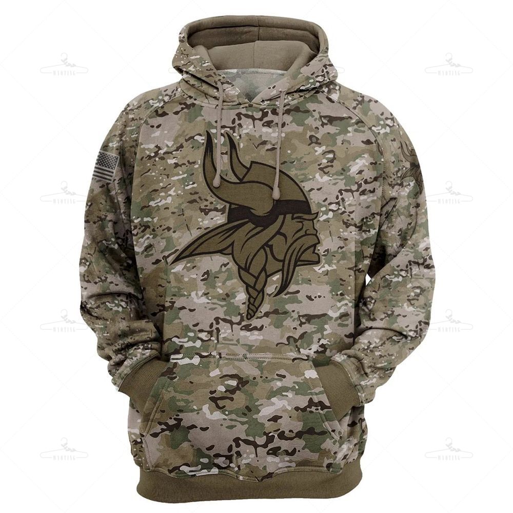 Minnesota Vikings Hoodie Army Graphic Sweatshirt Pullover Gift S