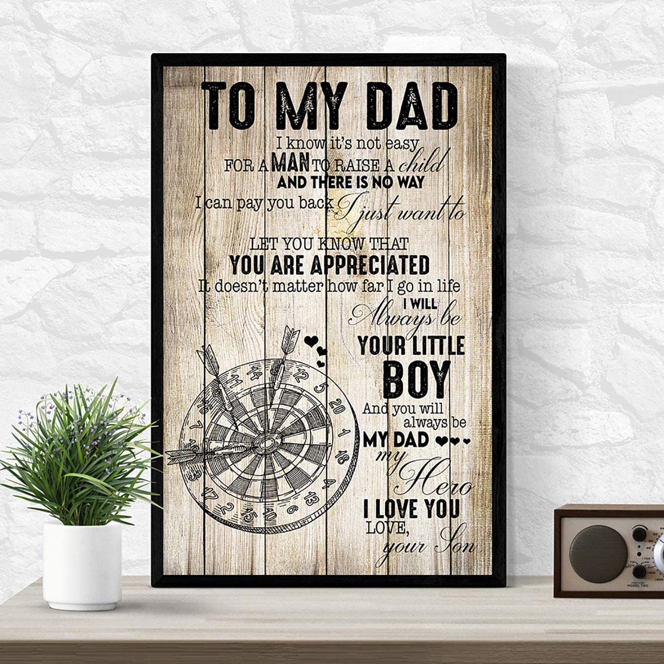 Poster Darts Little Boy to Dad- House Decor – Motivational Wall Art – Aesthetic Posters – Vintage Posters